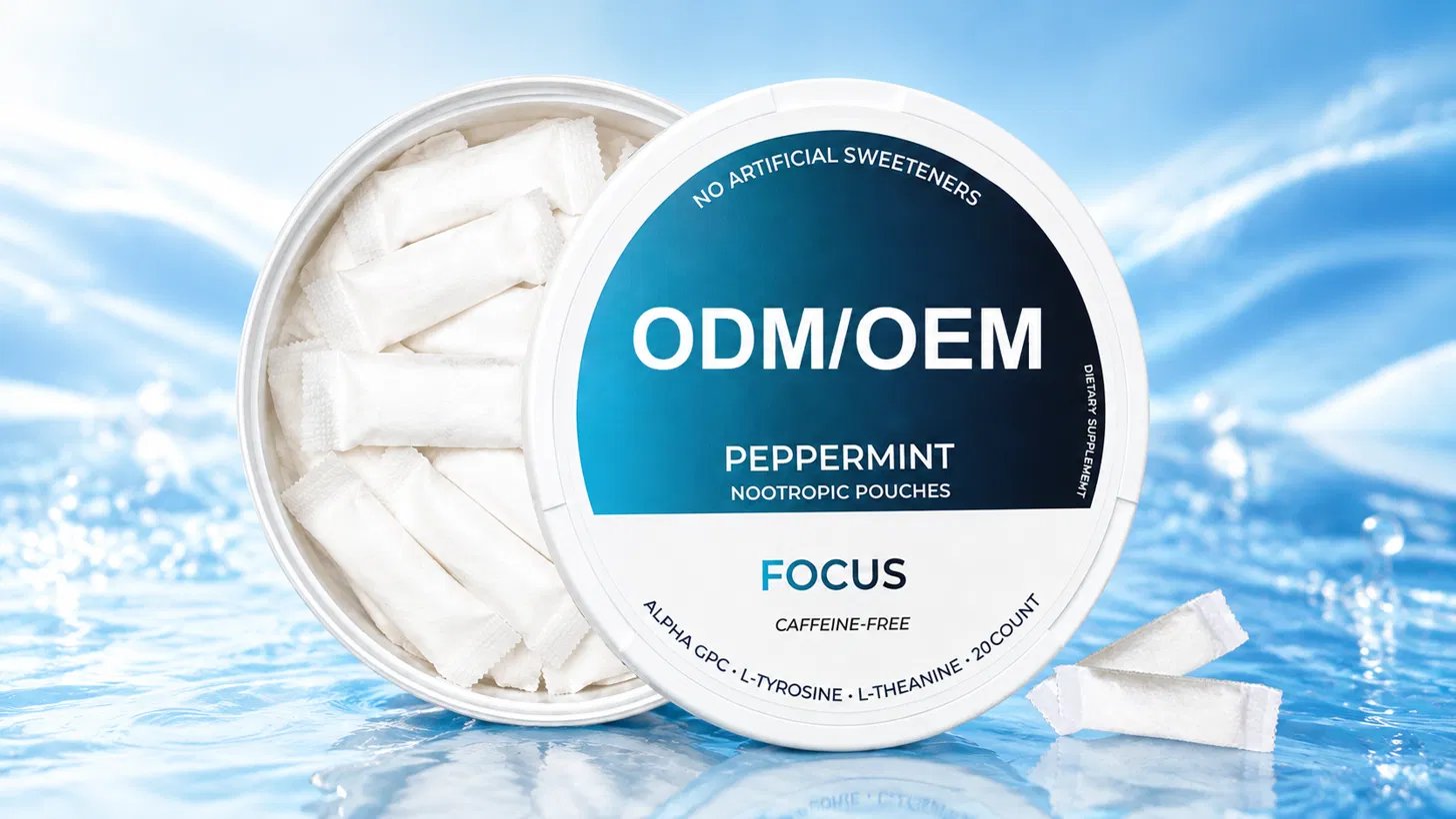 Peppermint nootropic energy pouch tin